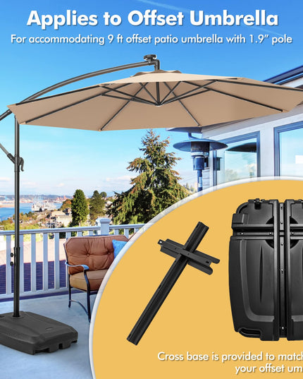 Giantex Offset Patio Umbrella Base - 198 lbs Fillable Cantilever Umbrella Stand with Wheels