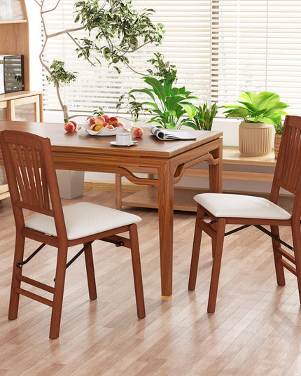 Giantex Folding Dining Chairs Set of 2/4, Modern Kitchen Chairs w/Padded Seat & Slatted Backrest, Rubber Wood Frame