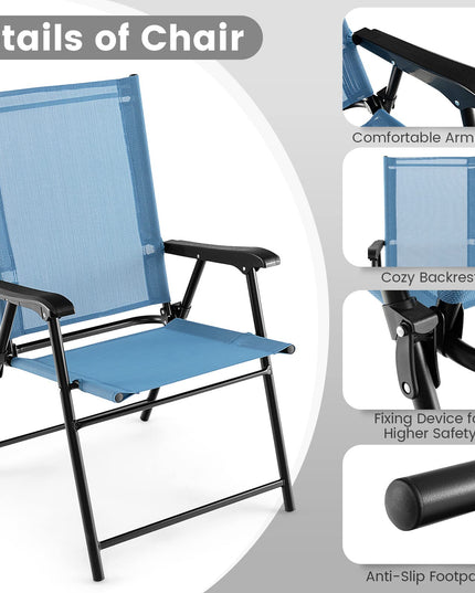 Giantex Patio Chairs Set of 2/4, Folding Patio Chairs for Deck Beach Camping Dining Picnic