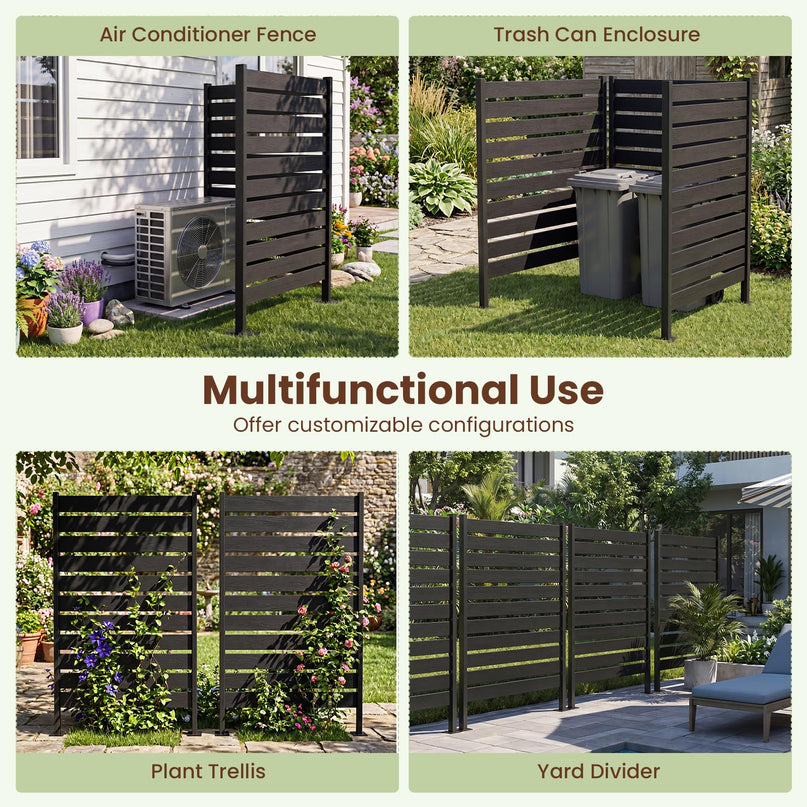 Giantex 37"W x 61"H Outdoor Privacy Fence Screen with Ground Stakes & Base Feet (1/2)