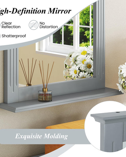 Wooden Frame Modern Rectangular Hanging Vanity Makeup Mirrors for Washroom