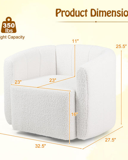 Giantex 360° Swivel Accent Chair - Sherpa Upholstered Boucle Barrel Club Chair with Padded Armrests