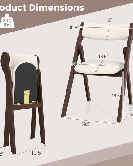 Giantex Folding Dining Chairs, Upholstered Kitchen Chairs w/Comfy Padded Backrest & Seat