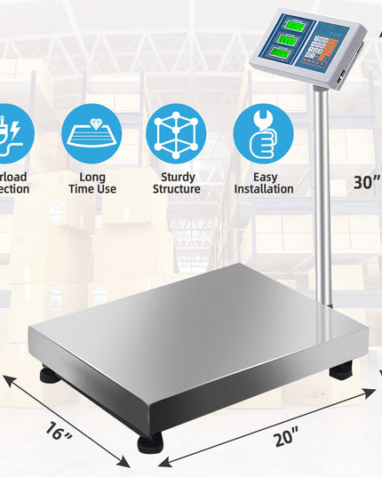 Giantex 660 LBS Weight Computing Platform Scale, with LB/KG Switchable, AC/DC Power Supply