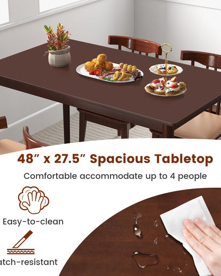 Giantex Dining Table for 4, Rectangular Kitchen Table, Mid Century Modern Dining Table with Rubber Wood Legs