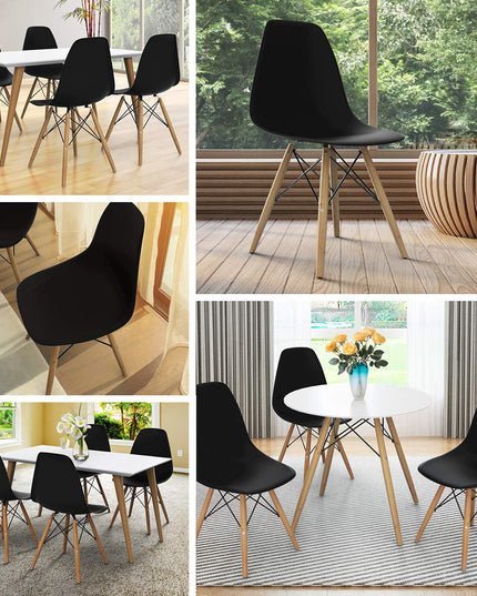 Giantex Dining DSW Chairs with Linen Cushion, Modern Mid Century Shell Chairs w/ Wood Legs
