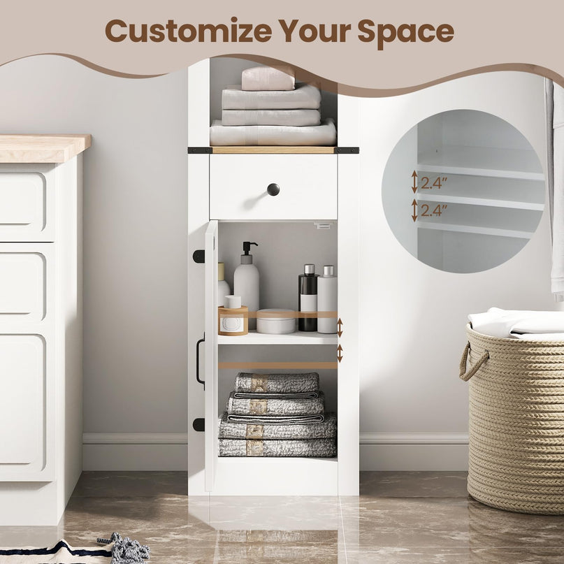 Giantex 68" Tall Bathroom Cabinet Farmhouse Storage Organizer