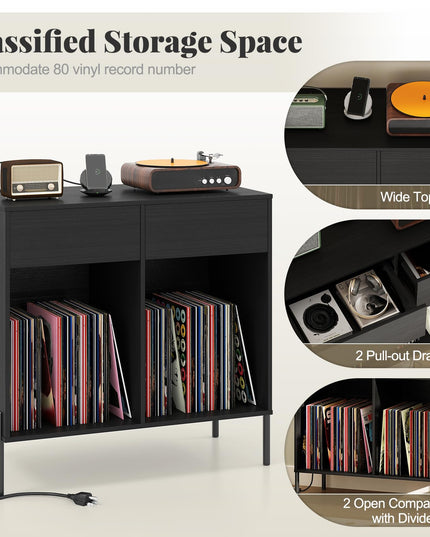 Giantex Large Record Player Stand with Charging Station