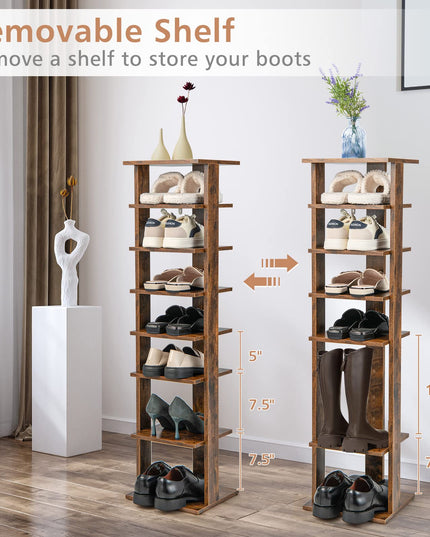 Giantex 7-Tier Vertical Shoe Rack, Corner Shoe Storage Organizer for 7 Pairs, Freestanding Narrow Shoe Rack