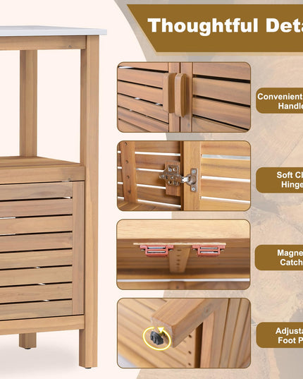 Giantex Outdoor Potting Bench with 2 Door Storage Cabinet