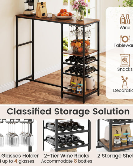 Giantex 48" Bar Table with Storage Shelves for Kitchen Living Room Dinette