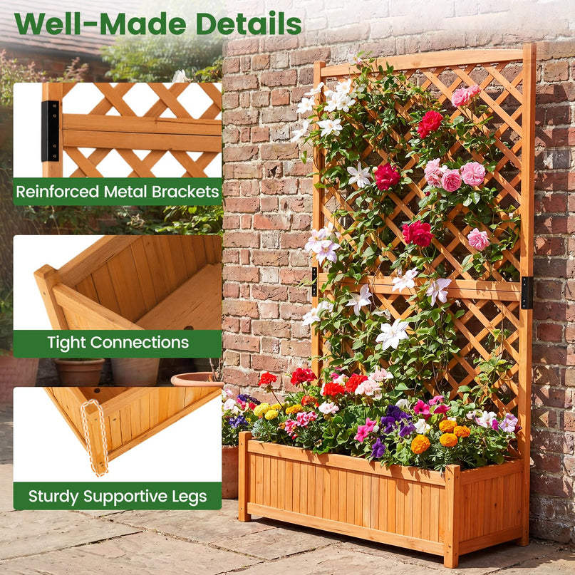 Giantex 71" Raised Garden Bed with Trellis
