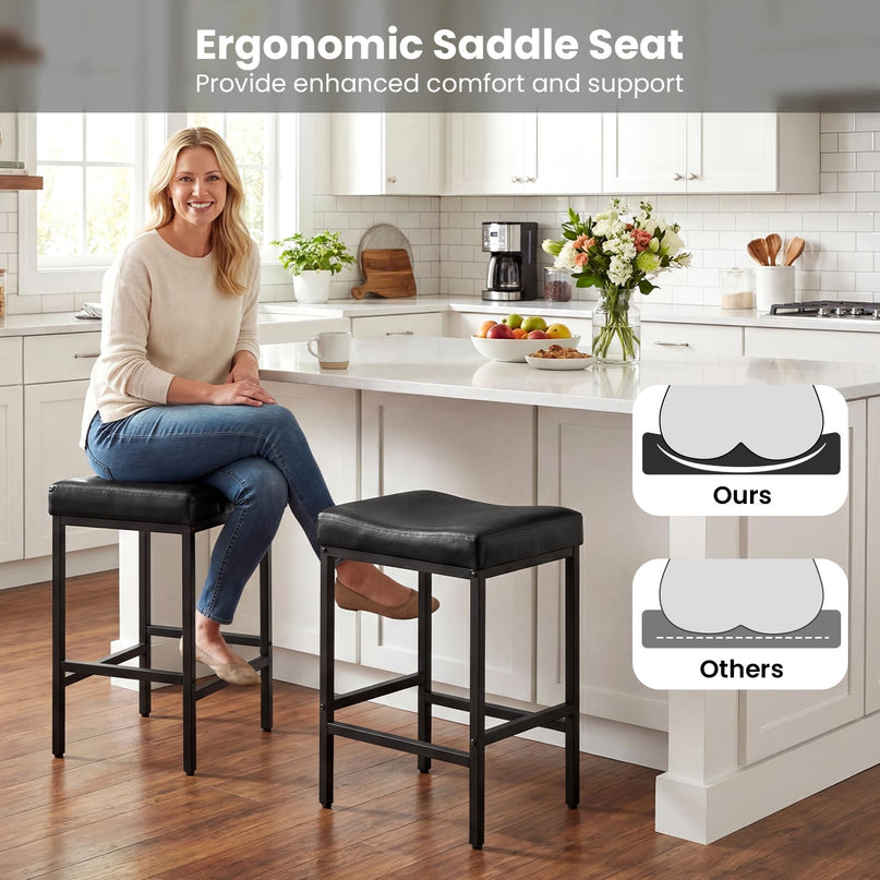 Chaises de bar Giantex de 25 pouces à hauteur de comptoir pour îlot de cuisine avec pieds en métal