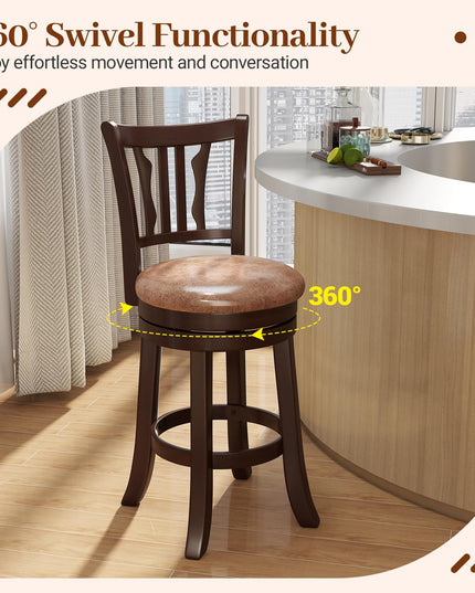 Giantex Swivel Bar Stools Set of 2/4 26"/30" Upholstered Counter Height Bar Chairs with Back