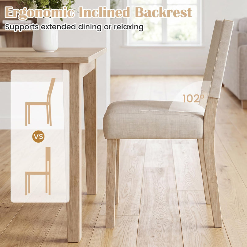 Set of 2/4 Upholstered Dining Chairs with Linen Fabric Seat