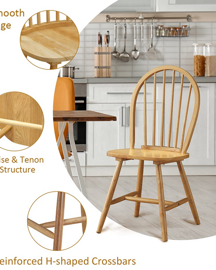Set of 4 Windsor Chairs, Country Wood Chairs - Giantex