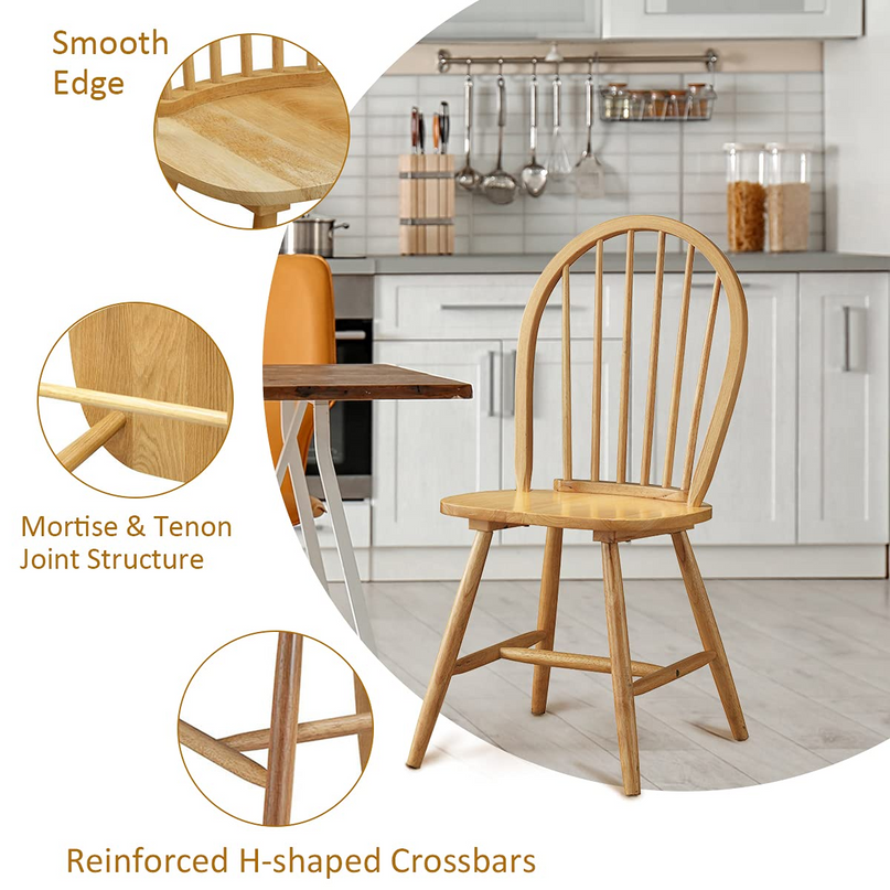 Set of 4 Windsor Chairs, Country Wood Chairs - Giantex