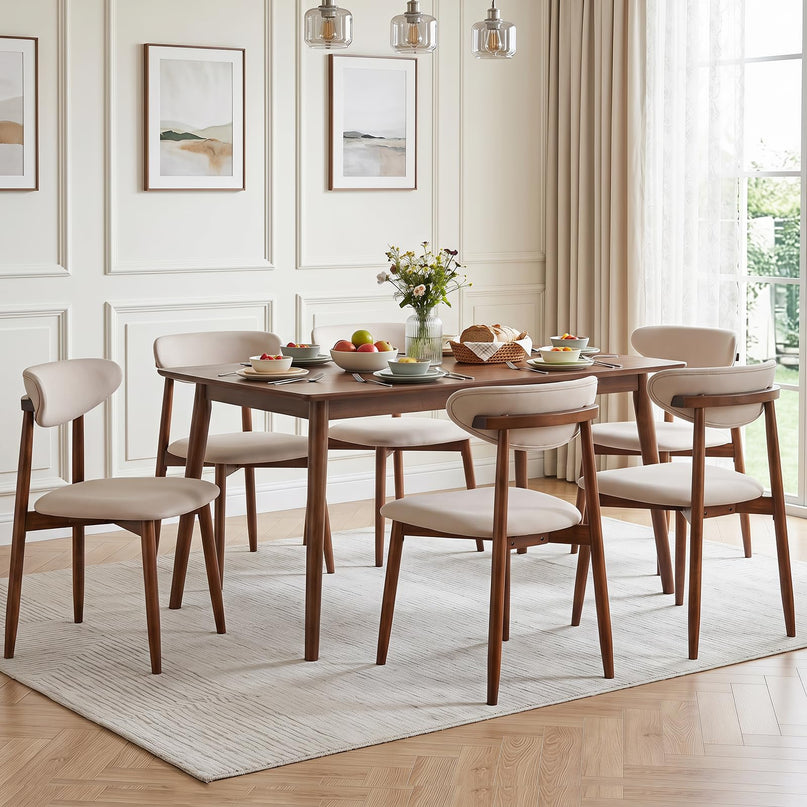 Giantex Wooden Dining Chairs Set of 2/4 with Curved Back & Fabric Padded Seat