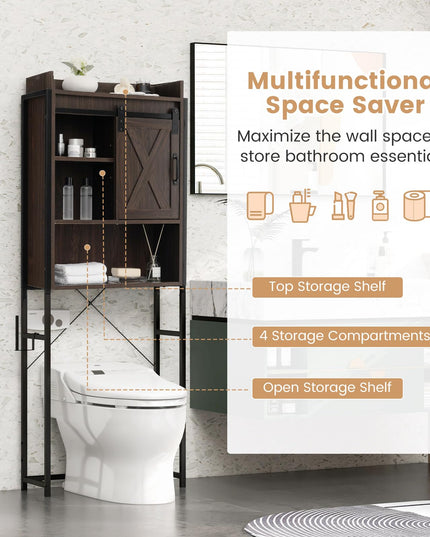 Giantex Over-The-Toilet Storage Cabinet, Freestanding 4-Tier Bathroom Organizer Rack