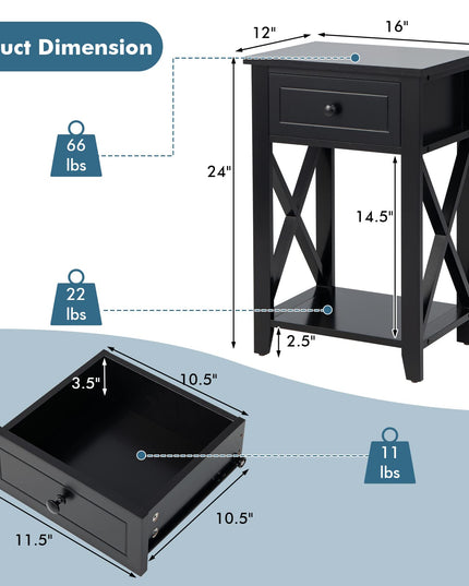 Giantex Modern X-Design Nightstand