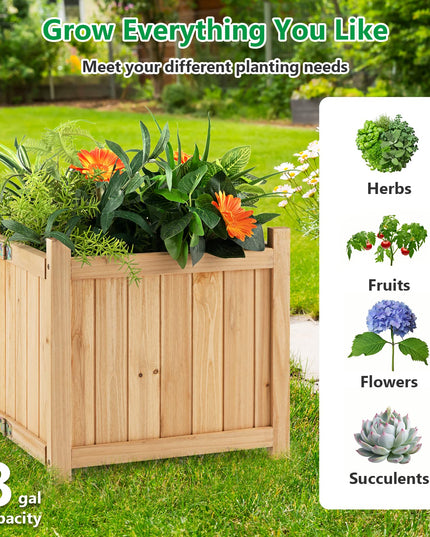 Giantex 15” Planter Raised Garden Bed - Wooden Planting Box, Outdoor Folding Square Planter