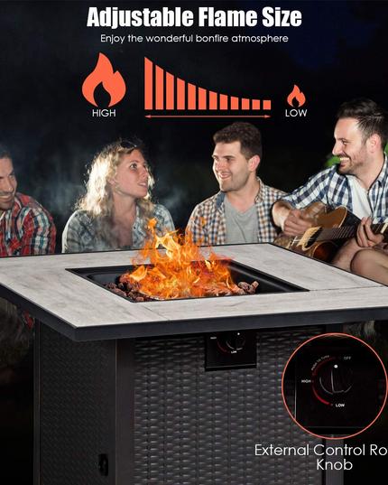 Giantex Propane Fire Pit Table, 30 inch 50,000 BTU Square Gas Firepits w/ Ceramic Tabletop