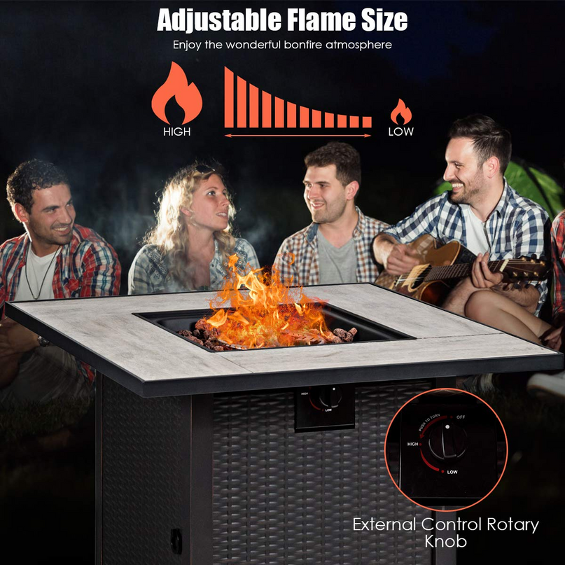 Giantex Propane Fire Pit Table, 30 inch 50,000 BTU Square Gas Firepits w/ Ceramic Tabletop