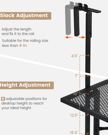 Giantex Outdoor Folding Hanging Table - Balcony Railing Table