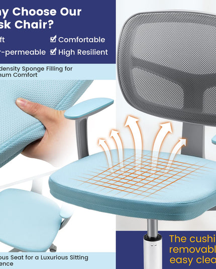 Giantex Ergonomic Home Office Chair, Mesh Low Back Desk Chair, Swivel Computer Chair with Y-Shaped Lumbar Support & Comfy Armrest