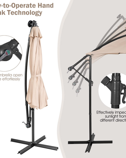 10 ft Pool Umbrellas with 32 LED Lights Solar Powered Offset Umbrella
