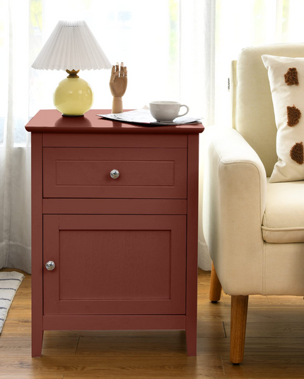 Wooden End Table W/Shelf - Giantex