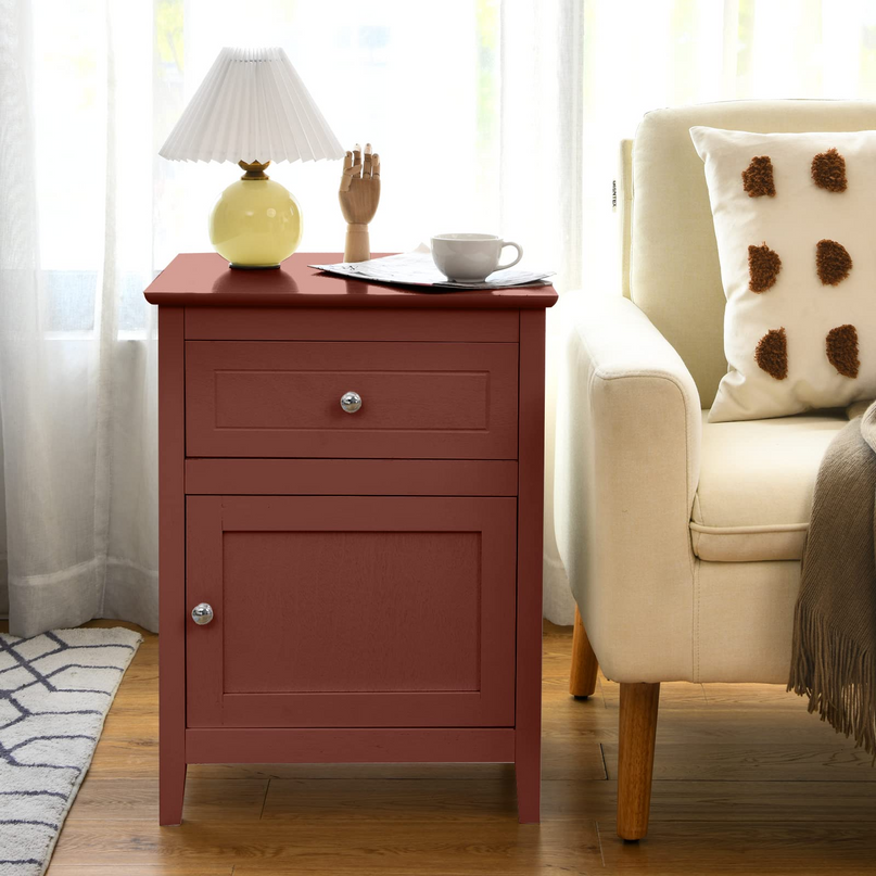 Wooden End Table W/Shelf - Giantex