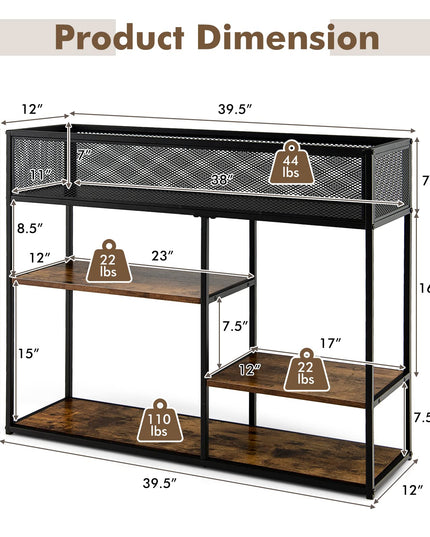 Giantex Hallway Table for Entryway - 4-Tier Console Table for Entryway with Wire Basket