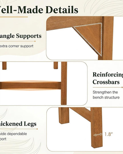 Giantex 40" Outdoor Benches Set of 1/2 2-Person Wood Patio Bench