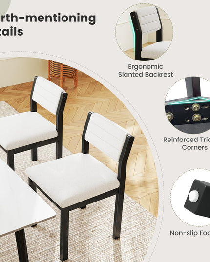 Giantex Sherpa Kitchen Chairs with Wood Frame & Padded Seat
