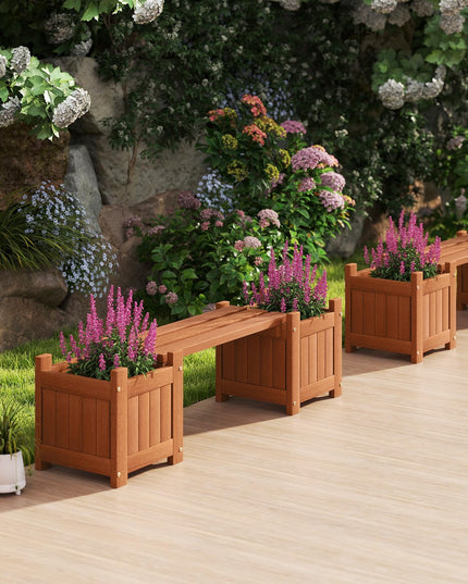 Giantex 2 in 1 Outdoor Bench with 2/4 Raised Garden Beds