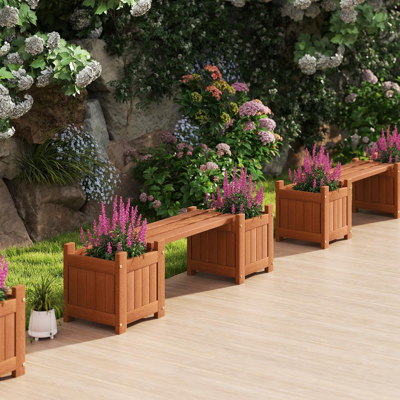 Giantex 2 in 1 Outdoor Bench with 2/4 Raised Garden Beds