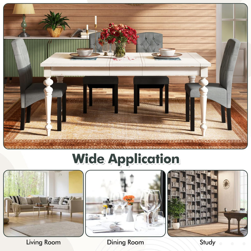 Giantex Modern Dining Chairs, Tufted Fabric Dining Room Chairs w/High Backrest, High-density Sponge Cushion