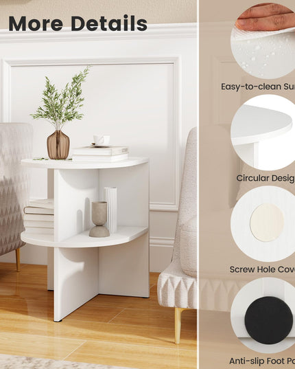 Giantex 2-Tier Half Moon Sofa Side Tables