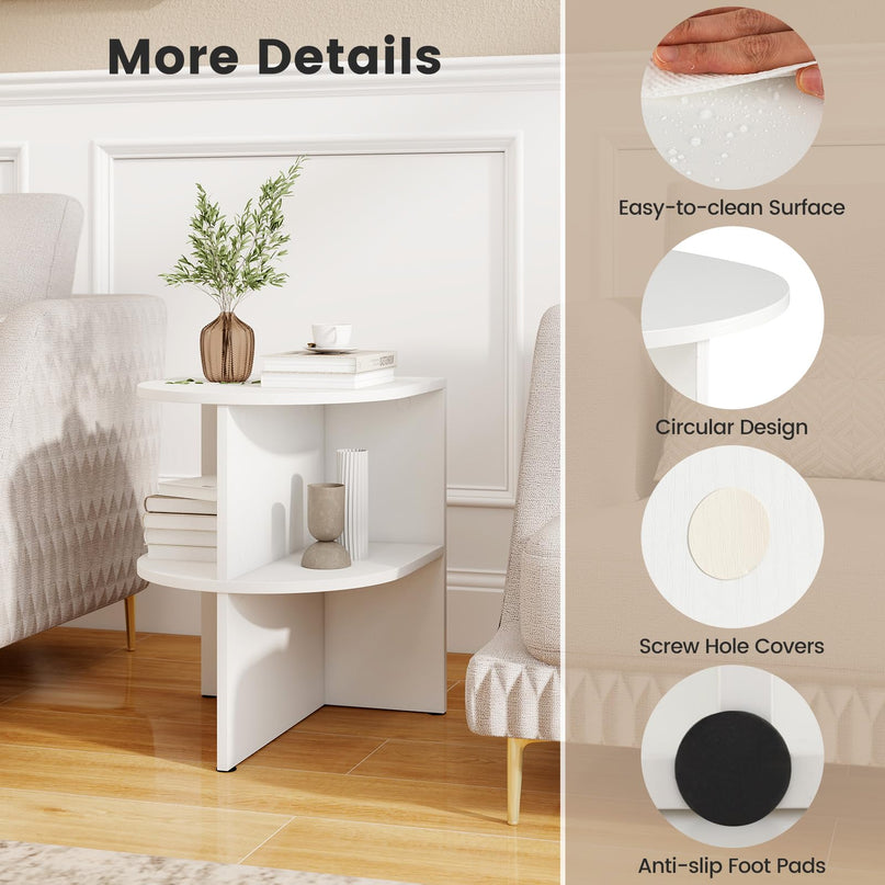 Tables d'appoint demi-lune à 2 niveaux Giantex