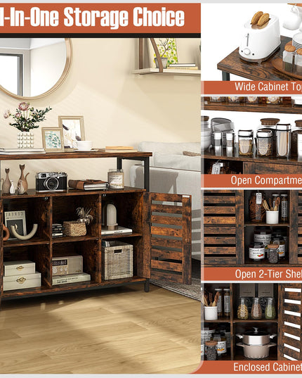 Giantex Buffet Cabinet, Kitchen Sideboard with 2 Storage Cupboards, Open Shelves, 2 Cubes, Anti-Tipping Kits
