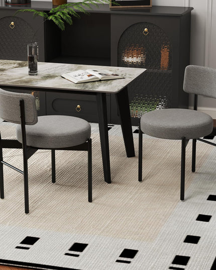 Giantex Boucle Dining Chairs Set of 2/4, Sherpa Upholstered Kitchen Chairs w/Curved Backrest, Padded Seat & Metal Legs