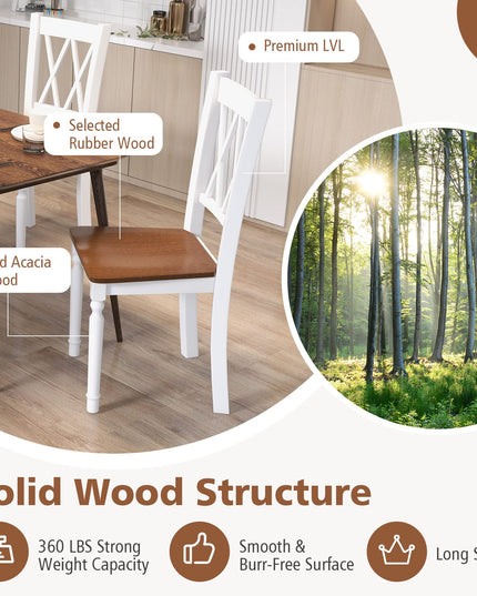 Giantex Dining Room Chairs Set of 4 White - Wooden Farmhouse Kitchen Chairs with Rubber Wood Seat