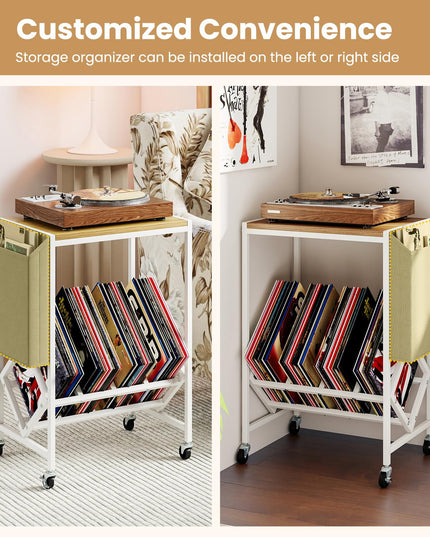 Giantex Rolling 2 Tier Turntable Stand with Storage Shelf Up to 130 Albums