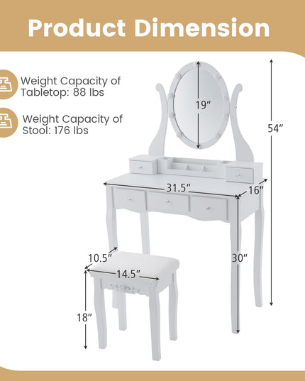 CHARMAID Vanity Desk with Lighted Mirror