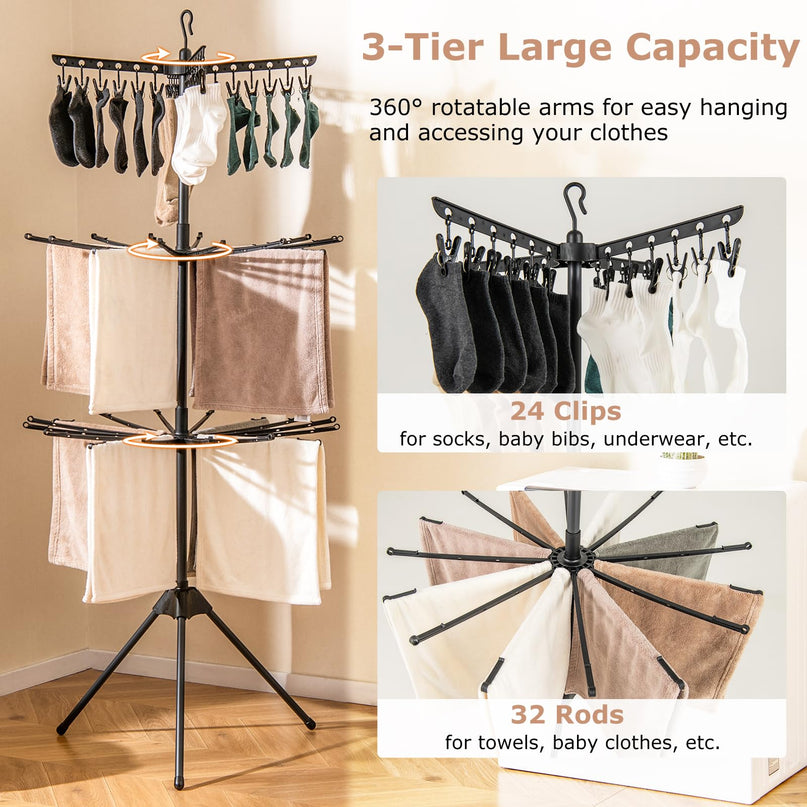 Giantex Tripod Clothes Drying Rack for Laundry Room