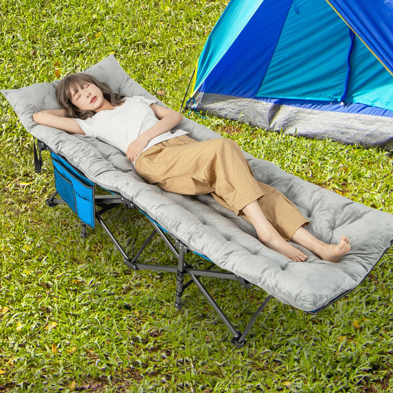 Giantex Folding Camping Cot with Pad, Heavy Duty Sleeping Cots with Carry Bag