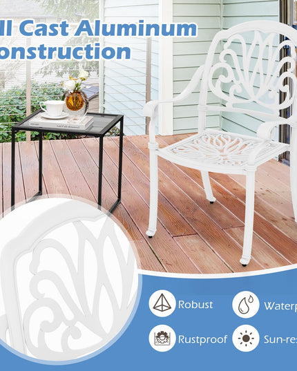 Giantex Patio Chairs, Stackable Cast Aluminum Outdoor Chairs for Lawn Porch Garden Yard
