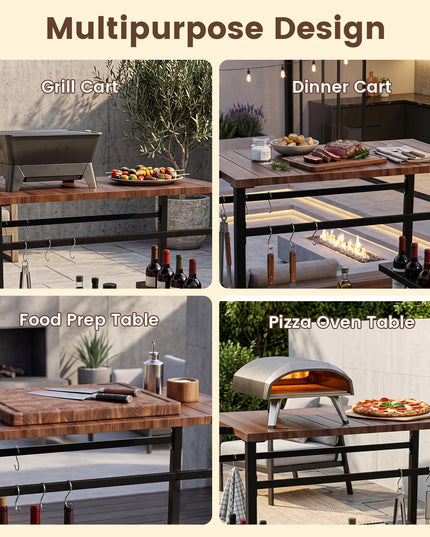 Giantex Outdoor Grill Cart with Stainless Steel Top & Storage Shelf
