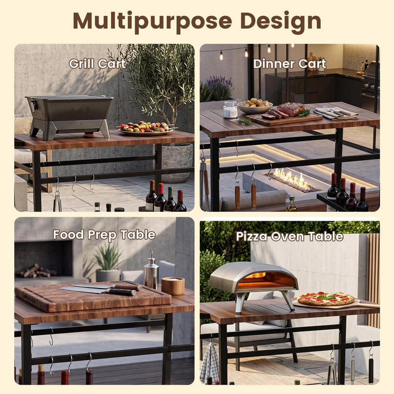 Giantex Outdoor Grill Cart with Stainless Steel Top & Storage Shelf